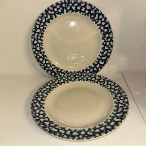 Gibson Blue and Cream Ceramic Dinner Plates (2)